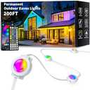 YIBULAYIN 200FT Permanent Outdoor Lights, Smart RGB Eaves Lights with App/Remote Control, LED IP67 Waterproof Outdoor Lighting for Halloween Christmas Holidays Daily Party House Roof Lighting
