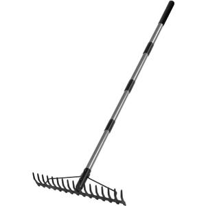 Walensee 5.4FT Bow Rake Heavy Duty Garden Rake with Stainless Steel Handle, 17 Steel Tines Garden Tool for Loosening Soil Gathering Leaf Leveling Lawn Farming Land Management Yarn Thatch Rakes