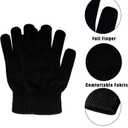 12 Pairs Black Winter Magic Gloves: Unisex Adult Stretchy Warm Knit Full Fingers Gloves for Teens Men Women (Black)