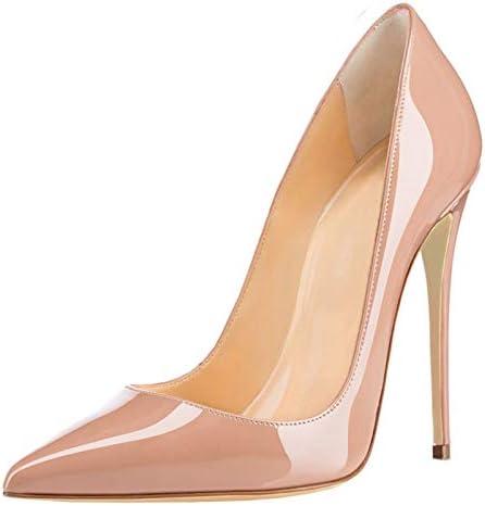 COLETER Women's Sexy Pointed Toe High Heels,4.72 inch/12cm Patent Leather Pumps,Wedding Dress Shoes,Cute Evening Stilettos, 8