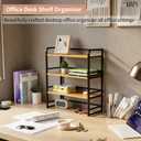 Office Desk Shelf Organizer, Wood Desktop Bookshelf Supplies Storage Rack, Shelf for Top of Desk and Dresser and Cubicle Decor Aesthetic Bookshelf (White White, Three Tier, 19.69Lx7.87Wx22.05H)