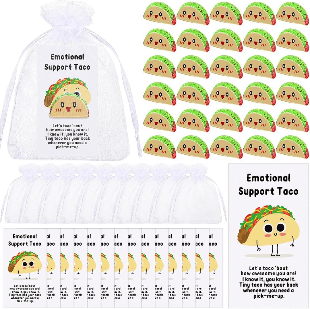 Huwena 100 Employee Appreciation Gifts Emotional Positive Resin Support Bulk Funny Social Worker Gifts for Team Staff Nurse Teacher Rewards (Taco)