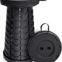 Portable Collapsible Stool - Adults Heavy Duty 300 lbs - Telescoping Foldable (Black)
