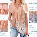 WRRH Women's Summer Short Sleeve Tunic Plus size ladies shirts Floral Blouse Loose Flowy Tops for Leggings M-4XL (L)