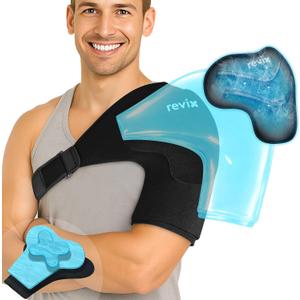 REVIX XL Triple-Layer Gel Shoulder Ice Pack for Rotator Cuff Cold Therapy, Reusable Ice Pack for Shoulder with Extra Removable Coldfocus, 30-Min Long-Lasting Cooling, Workout Relief & Sports Recovery