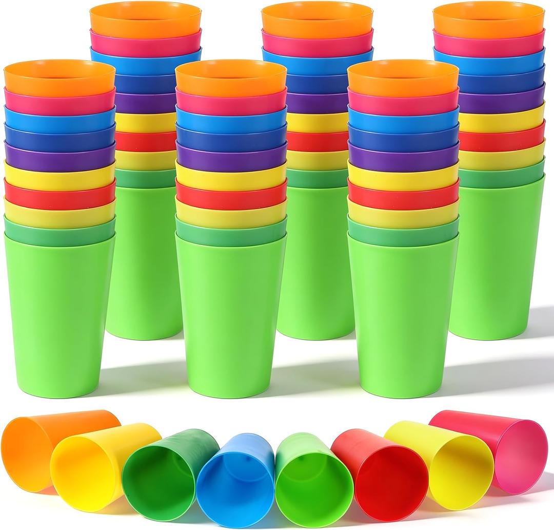 120PCS 5.5 oz Reusable Plastic Cups, Colorful Unbreakable Drinking Cups, Stackable Hard Plastic Tumblers for Party Events School Supply, Rainbow Juice Water Cup Dishwasher Safe(10 Colors)