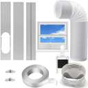 Portable AC Window Kit with 5.1 Exhaust Hose for Sliding Window, Adjustable Air Conditioner Window Vent Kit for Ducting AC Seal Panel for Horizontal&Vertical Window