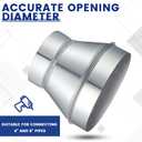 Dunzy 2 Pcs Duct Reducer 6 to 4 Inch Air Ducting Reducer Increaser Air Duct Adapter Round Galvanized Steel Ducting Connector for Bathroom Kitchen Inline Ventilation Systems