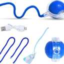 Interactive Cat Toys for Indoor Cats with Feather, Rechargeable Automatic Cat Toy Keeps Your Cat Active & Engaged, Durable & Safe Speedy Tail 2.0 Cat Toy (Blue)