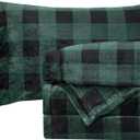 Elegant Comfort Luxuriously Soft 4-Piece Velvet Plush Flannel Sheet Set - Premium Quality - Cozy Warm, Anti-Static, Non Pilling Fuzzy Velvet Flannel Fleece Deep Pocket Sheet Set - Queen, Buffalo Green