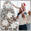 Soulchen 4 Pcs Large White Pearl Poinsettia Christmas Flowers Picks 11 '' Artificial Glitter Poinsettia Floral with Stem for Xmas Winter Tree Garland Vase Wreath Decoration Supplies