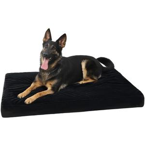 KSIIA Orthopedic Dog Bed Crate Waterproof Pet Mats for Large Dogs Deluxe Plush Washable Pet Bed with Egg Crate Foam & Removable Cover, 41 x 27 Inch, Black