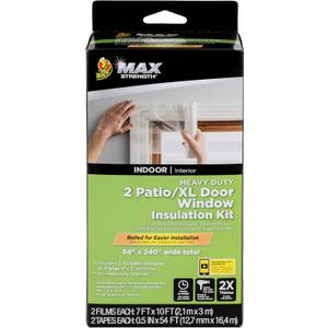 Duck MAX Strength Window Insulation Kit, Fits Patio Doors & Large Windows, Heavy Duty Indoor Shrink Film Insulator, Window Seal Tape Included, 84" x 120", Clear, 2 Pack