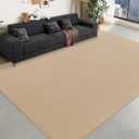 Large Area Rugs for Bedroom Living Room - 8x10 Feet Ultra Soft Beige Rug Thickened with Memory-Foam, Solid Modern Minimalist Carpets for Home Decor, Non-Slip and Comfy Nursery Room Rugs