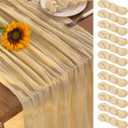 Champagne Gold Cheesecloth Table Runner 12 Pack Summer Sheer Cheese Cloth Table Runners Boho Gauze 120 Inches Summer Table Decorations for Champagne Bridal Shower Wedding Baby Shower Parties