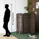 Furnnylane 3 Panel Dark Brown Rattan Room Divider, 47.2" Low Height Double-Sided Folding Privacy Screen, Freestanding Partition Wall for Home Office or Bedroom - Keeps Your Space Open & Airy