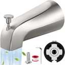 Universal Bathtub Tub Spout with Diverter, Fits 1/2" Slip-Fit Copper Pipe Connection, Pull-Down Bathtub Faucet Spout Replacement, Easy Installation (Brushed Nickel)