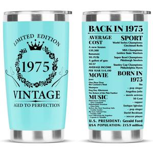 50th Birthday Gifts for Women, Tumbler 20 oz Stainless Steel Vacuum Insulated Tumblers, 1975 Birthday Gifts for Women, 50 Year Old Birthday Gifts, 50th Birthday Gift Ideas Tumbler