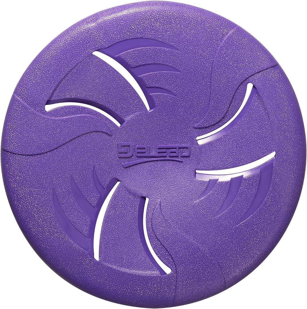 Indestructible Dog Flying Disc, Interactive Dog Flyer Toys, Soft Lightweight Catch and Fetch Toys for Medium Large Dogs, Floats in Water & Safe on Teeth, 9 inch (Large, Purple)