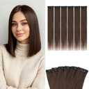 Benehair 6 PCS Clip in Short Hair Extensions 100% Real Human Hair Seamless & Invisible for Women Instant Volume Highlight Length for Daily Use 10" Dark Brown