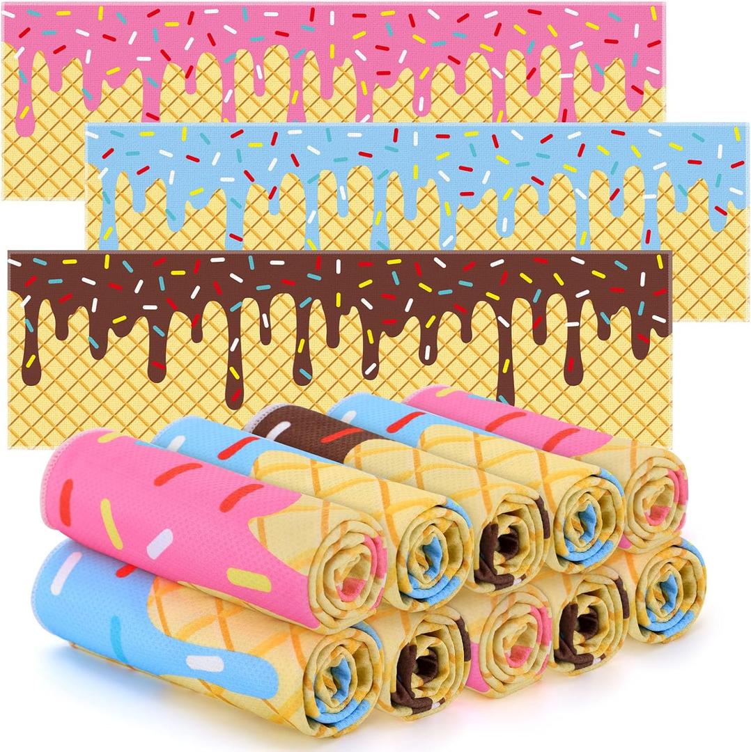 Booson 12 Pcs Baseball Drip Cooling Towels 40"x12" Cream Baseball Ice Towel Party Favors for Boys Girls Player Coach Sport Team Gifts Stuffer