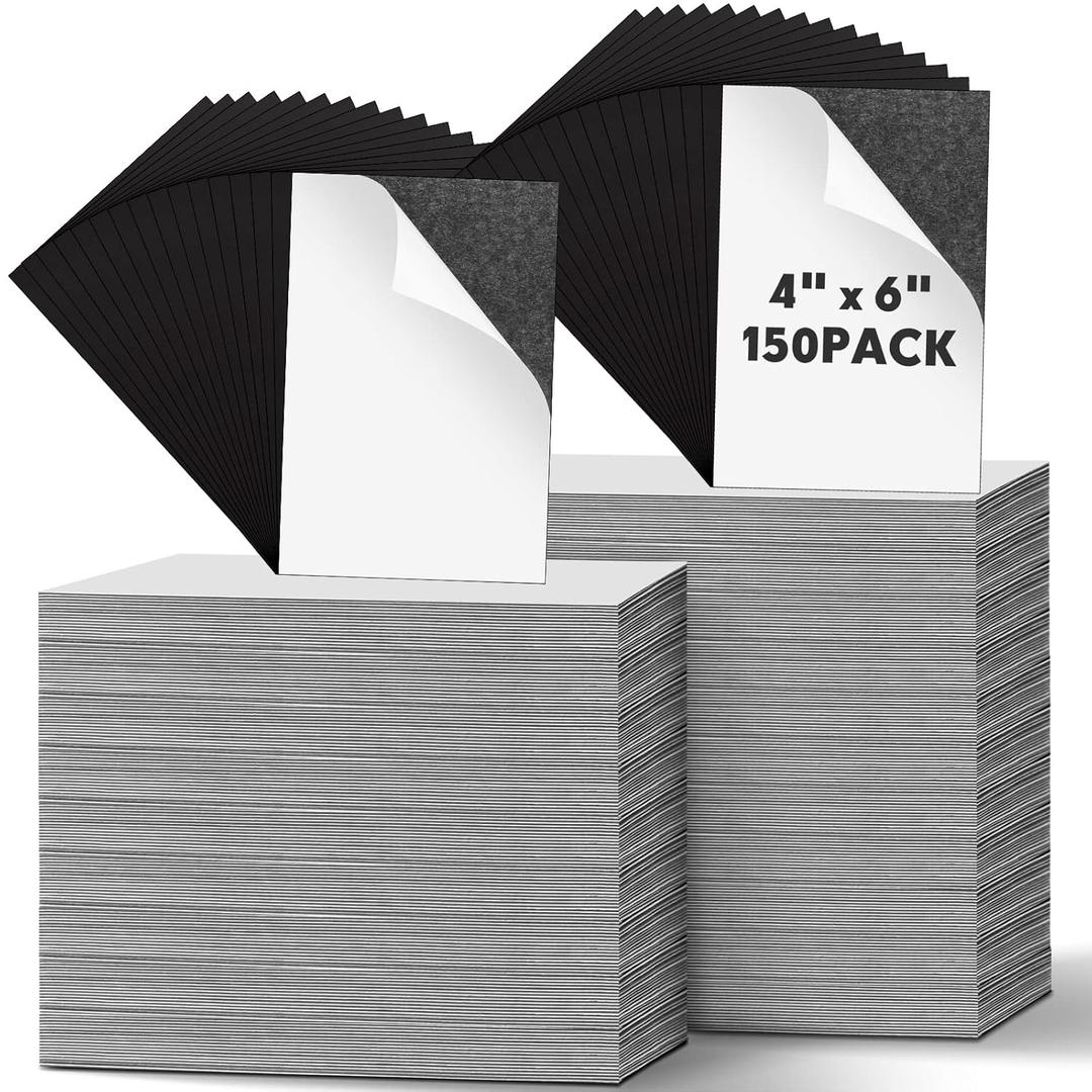 Macarrie 4 x 6 Adhesive Magnetic Sheets with Adhesive Backing Cuttable Magnetic Paper Stickers Flexible Peel and Stick for Picture Crafts Die Storage Photos(150 Pcs)