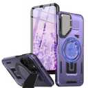 for Samsung Galaxy A16 5G Phone Case Built in Lens Protector [Compatible with Magsafe] [15 FT Military Grade Drop Protection] with 2X Tempered Glass Screen Protector Shockproof Case(Purple)