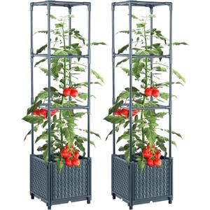 2 Pack Tomato Planter Box with Trellis Raised Garden Bed Planter Box Self Watering Cucumber Patio
