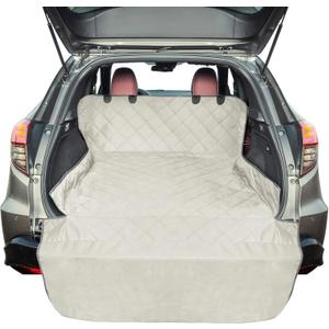 F-color SUV Cargo Liner for Dogs, Water Resistant Pet Cargo Cover Dog Seat Cover Mat for SUVs Sedans Vans with Bumper Flap Protector, Non-Slip, Large Size Universal Fit, Beige
