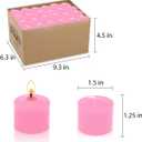 72 Packs Unscented Pink Votive Candles in Bulk, Small Wax 1.5 Inch Diameter Pastel Colored Candles for Wedding, Party & Home Dinner Table (8 Hour), 1.5" D x 1.25" H
