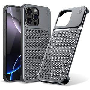 Arae for iPhone 16 Pro Max Case, Metal Case Anti-Fall Heat Dissipation, Anti-Scratch Slim, Aluminum Case for iPhone 16 Pro Max 6.9 inch, Gray