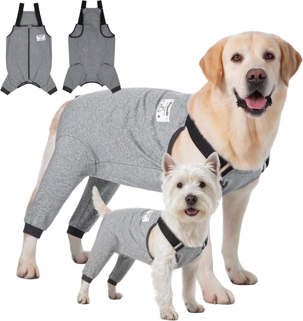 Dog Recovery Suit for Hid Leg, Soft Stretchy Pants for Hip Thigh Wound Protective Sleeves to Prevent Licking (Grey, XL(Reference Weight 13-22 lbs))