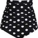 COCOPEAR Women's Ruched High Waisted Bikini Bottom Retro Vintage Swim Short Tankinis (XX-Large, Polka Dot Black)