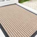 OLANLY Front Door Mat Indoor Outdoor Entrance, Waterproof Heavy Duty Doormat, Fade Resistant, Low Profile, Easy Clean Patio Porch Welcome Floor Mats for Entry, 59x40, Beige