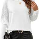 SOLY HUX Women's Long Sleeve Rhinestone Tops Crew Neck Casual Knit T Shirt | Spring Fall Clothes, Sparkly Shirt Top for Party, Club and Night Out (L)