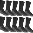 Fruit of the Loom Mens Work Gear Cushioned Crew Socks 10 Pair Size 12 (Black)