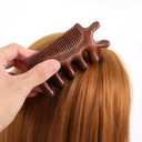 2 in 1 Natural Sandalwood Hair Massager Scalp, Gua Sha Tools, Wood Facial Massage Tool, Hair Massager, for Hairs, Face, Eyes, Neck and Body MassageBrown