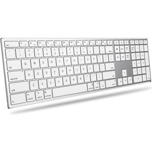 OMOTON Wireless Bluetooth Keyboard for Mac, Full Size Premium Metal Frame, Ultra Slim Rechargeable Quiet Keyboard for iMac, iMac Pro, MacBook Pro/Air, Mac mini, Non-Backlit Silver