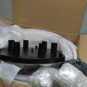 YYJLX 6-Light Modern Large Crystal Chandelier Black Metal E26 Semi Flush Mount Round Light Fixture Ceiling Lamp Farmhouse for Dining Living Room Laundry Foyer Kitchen Balcony Bedroom