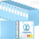 Henoyso 24 Pcs 2 Inch 3 Ring Plastic Binder 8.5'' x 11'' Letter Size Paper Soft Plastic Flexible Binders Bulk Organizer for School Office Supplies, Large 490 Sheet Capacity (Light Blue)