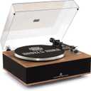 ANGELS HORN Vinyl Record Player, Bluetooth Turntable with Built in Speakers Phono Preamp, High Fidelity Turntables for Vinyl Records with Magnetic Cartridge AT-3600L, Belt Drive 2-Speed (Walnut Wood)