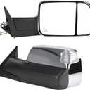 ECCPP Towing Mirrors Tow Mirrors With 1998-2002 For Dodge For Ram/For Ram Truck Power Control Heated Turn Signal Black Manual Folding And Flip Up Lh Rh Pickup Truck