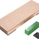 SHARPAL 204N Leather Strop (Genuine Cowhide) 8" x 3" Kit with 2 Oz. Polishing Compound & Angle Guide, Knife Stropping Block for Sharpening & Honing Knives, Straight Razor, Woodcarving Chisels