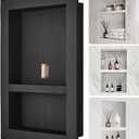 VEVOR Shower Niche Ready for Tile 16" x 24", Double Shelf Organizer, Square Corners Wall-inserted Niche Recessed, Sealed Protection Modern Soap Storage Niche for Shower Bathroom, Black