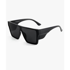 SODQW Big Z87 Sunglasses for Men Polarized Square Safety Glasses UV400 Wrap-Around Protection Oversized Sun Glasses