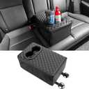 MAIKER Universal Car Rear Seat Armrest 2 Row Console Box with Cup Holder Backseat Arm Rest Console Box Second Row Rear Central Armrest Box(Black-Double Pockets)