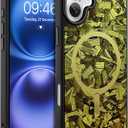 AIGOMARA Magnetic for iPhone 16 Case, Compatible with Magsafe, Glossy Slim Hard PC Back Soft TPU Bumper Protective Shockproof Phone Case, Gold