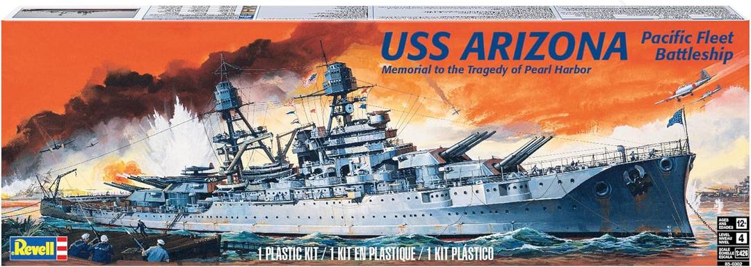 Revell 85-0302 USS Arizon Battleship Model Military Ship Kit 1:426 Scale 133-Piece Skill Level 4 Plastic Model Building Kit, Gray