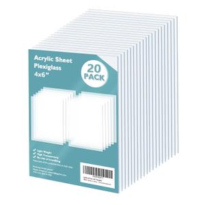 Egofine Plexiglass Sheets Acrylic Sheets 20 Pack of 4x6 0.04 Thick Clear Plastic Cast Transparent Plexi Glass for Crafting Projects, Replacement Picture Frame Glass, DIY Display, Easy to Cut