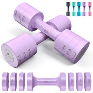 Adjustable Dumbbells Hand Weights Set: Sportneer 5 lb Dumbbell Set of 2 Each 2lb 3lb 4lb 5lb Free Weights Fast Adjust Weight 4 In 1 Weights Dumbbells Set for Women Men Home Gym Exercise Training (Purple)